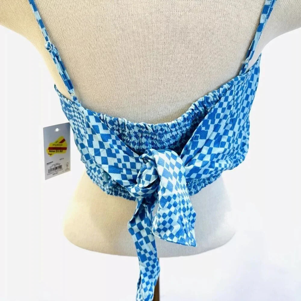 NWT SO GOODS FOR LIFE Juniors Sleeveless Straps Pullover Cropped Blue Top Size M - Picture 9 of 13